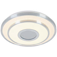 Nolo LED Deckenleuchte Chrom weiß Kunststoff Metall B/H/L: ca. 38x7,5x38 cm null 2 Brennstellen LED-Deckenleuchte_Nici - weiß/Chrom (38,00/38,00/7,50cm) - Nolo