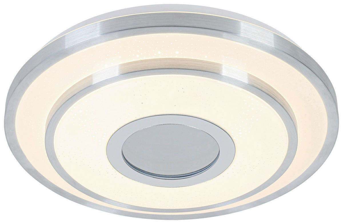 Nolo LED Deckenleuchte Chrom weiß Kunststoff Metall B/H/L: ca. 38x7,5x38 cm null 2 Brennstellen LED-Deckenleuchte_Nici - weiß/Chrom (38,00/38,00/7,50cm) - Nolo