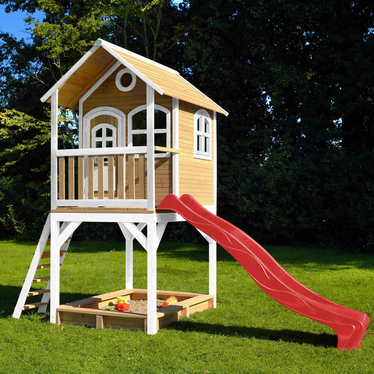 AXI Spielhaus Sarah braun B/H/L: ca. 370x291x191 cm Sarah - braun/weiß (191,00/370,00/291,00cm) - AXI