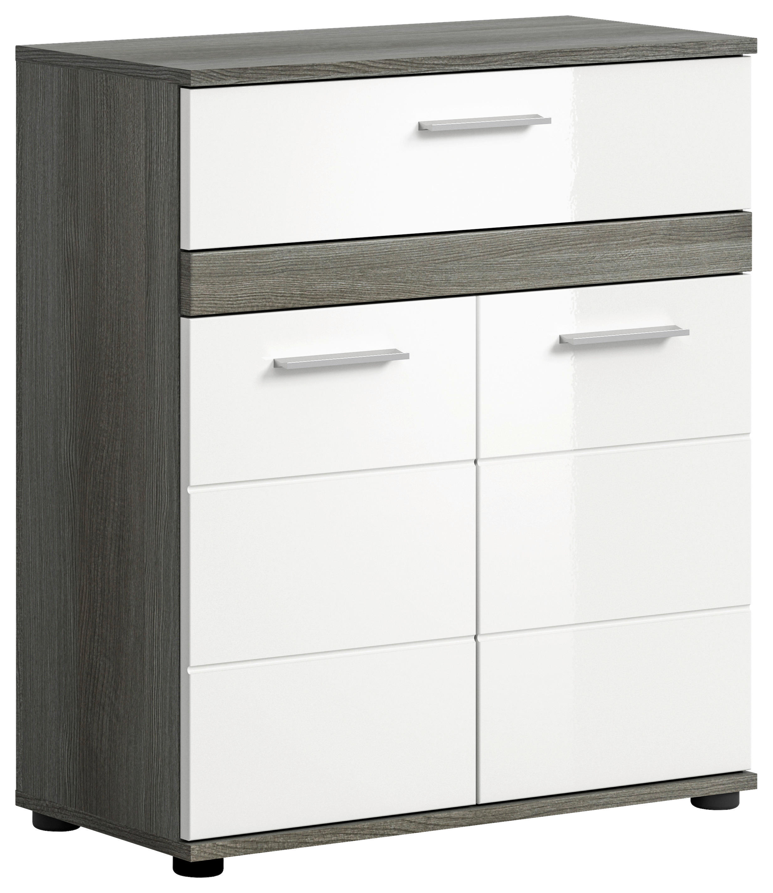 Midischrank BLAKE Rauchsilber Nachbildung weiß Hochglanz B/H/T: ca. 71x79x31 cm BLAKE - weiß (71,00/79,00/31,00cm) - xonox.home