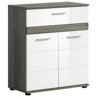 Midischrank BLAKE Rauchsilber Nachbildung weiß Hochglanz B/H/T: ca. 71x79x31 cm BLAKE - weiß (71,00/79,00/31,00cm) - xonox.home
