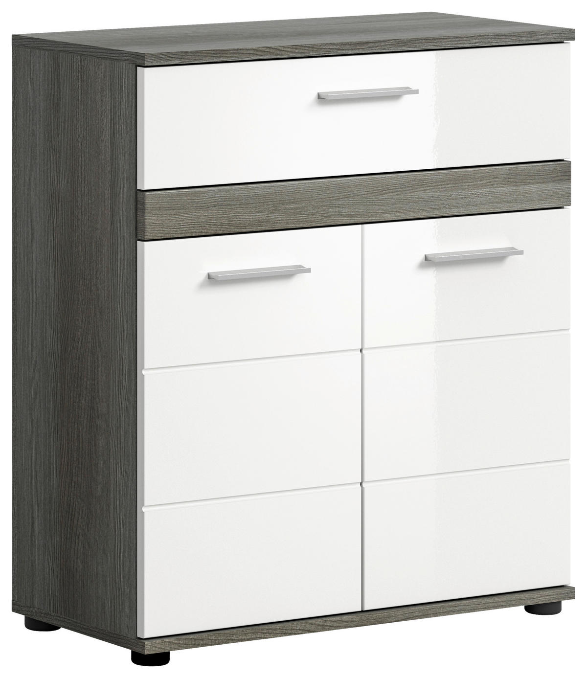 Midischrank BLAKE Rauchsilber Nachbildung weiß Hochglanz B/H/T: ca. 71x79x31 cm BLAKE - weiß (71,00/79,00/31,00cm) - xonox.home