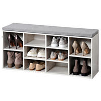 Kesper Schuhschrank mit Sitzkissen weiß Spanplatte B/H/L: ca. 29,5x48x103,5 cm Schuhschrank_mit_Sitzkissen - weiß/grau (103,50/29,50/48,00cm) - Kesper