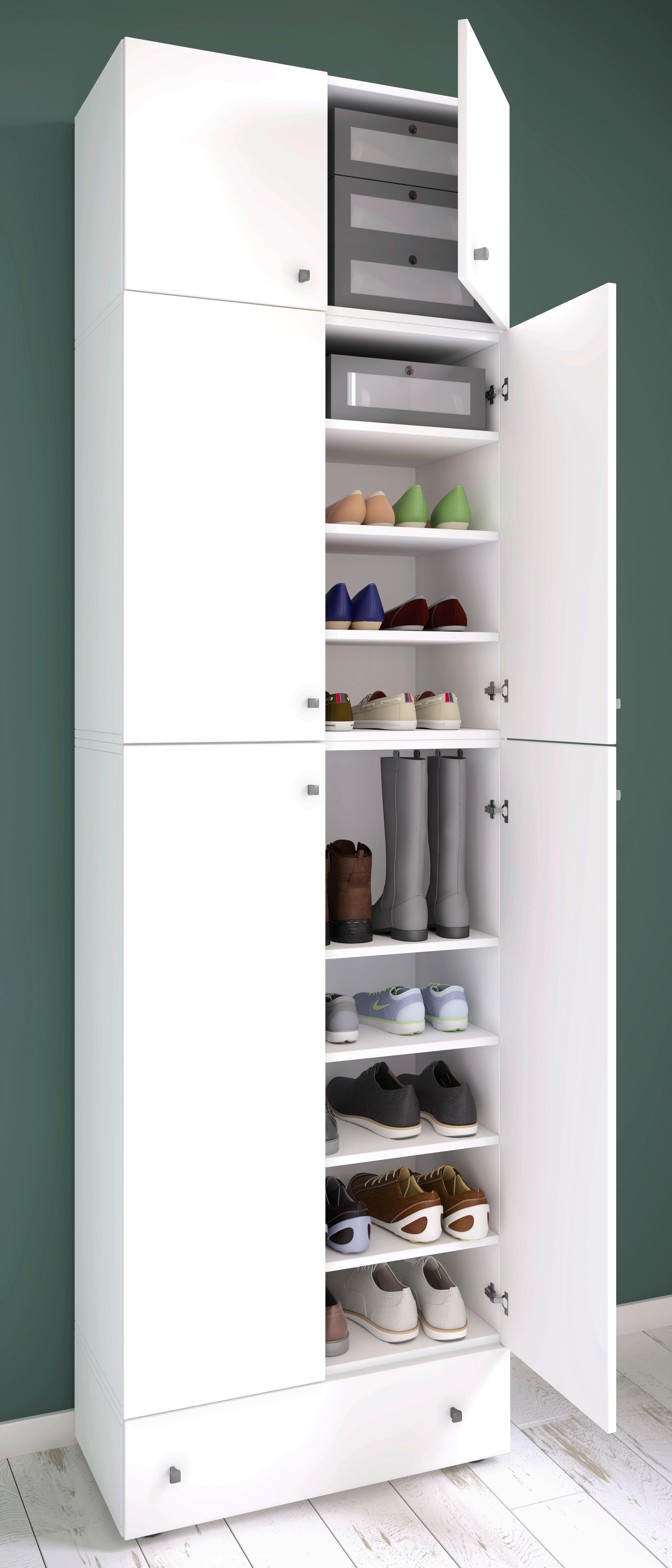Schuhschrank Lona weiß B/H/T: ca. 70x240x39 cm Lona - weiß (70,00/240,00/39,00cm) - VCM Möbel