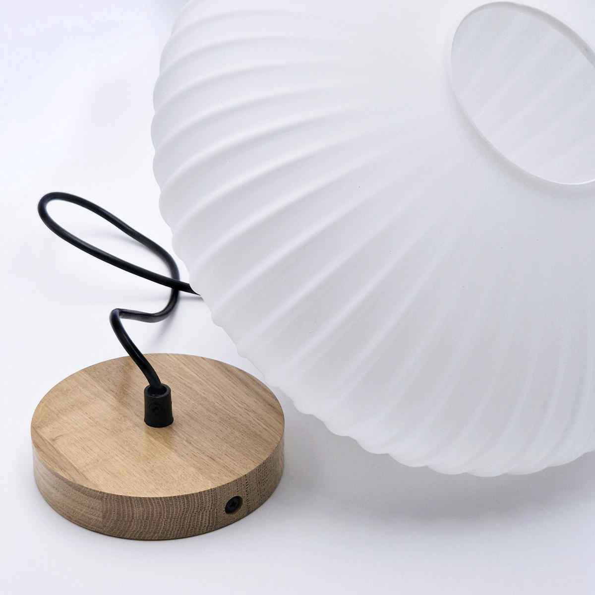 Lamkur Hängeleuchte Eiche weiß Glas Holz B/H/L: ca. 30x102x30 cm 1.0 Brennstellen HARMONY - Eiche/weiß (30,00/30,00/102,00cm) - Lamkur