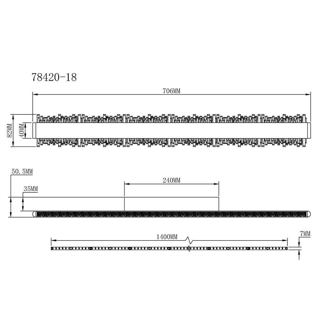 Thumbnail - GLOBO Wandleuchte schwarz grau Aluminium Metall B/H/L: ca. 6,5x76,5x14,5 cm