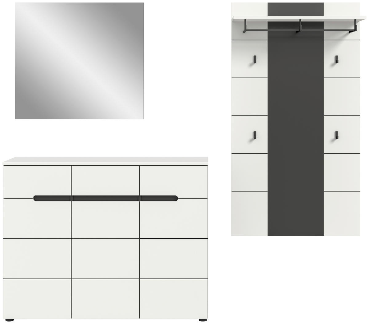 Garderobe Canu basaltgrau Nachbildung weiß B/H/T: ca. 215x190x37 cm Canu - weiß/basaltgrau (215,00/190,00/37,00cm) - xonox.home