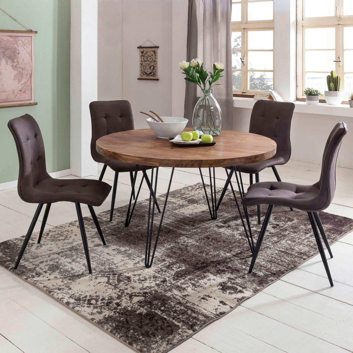 Esstisch natur schwarz matt H/D: ca. 78x120 cm Esstisch - natur/schwarz (120,00/78,00cm) - Wohnling