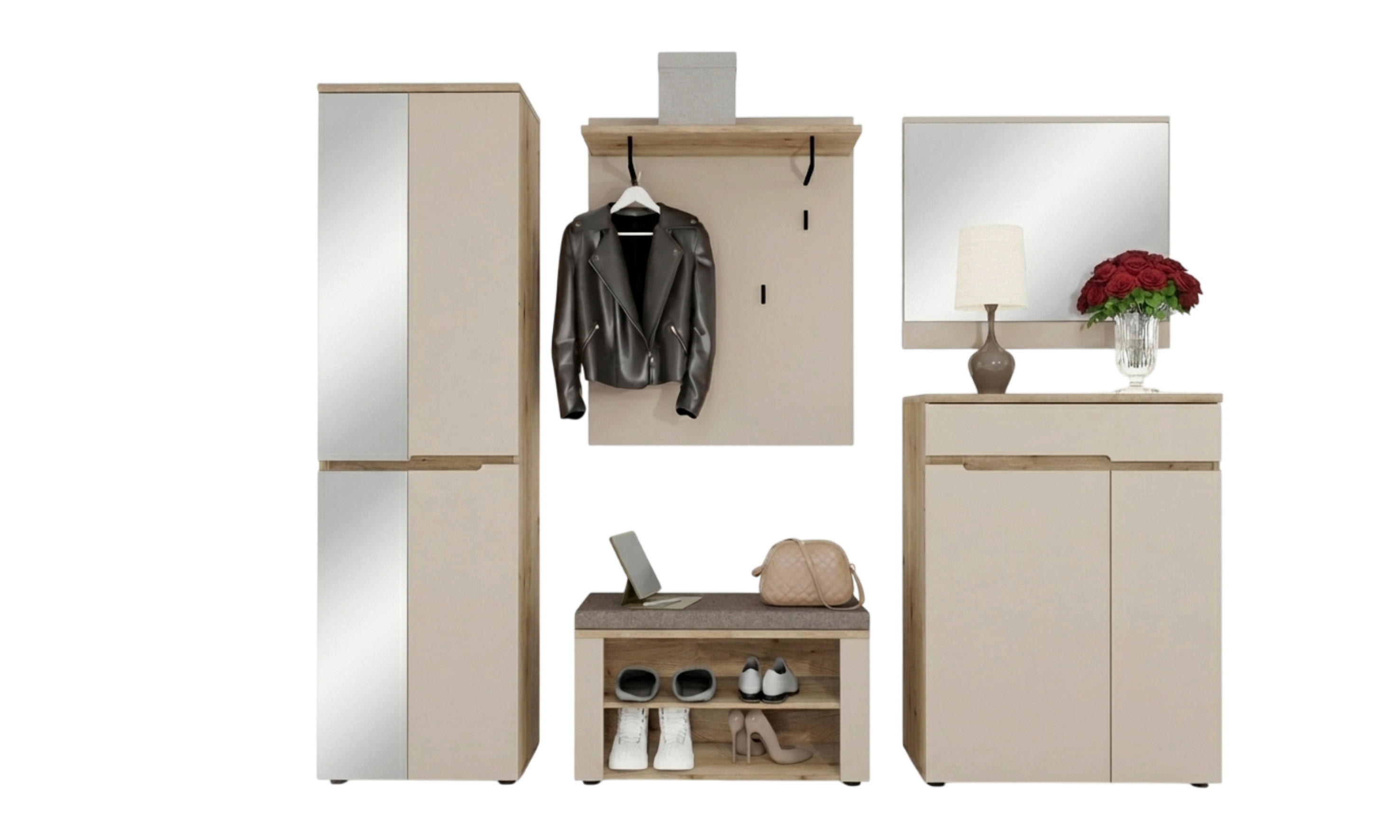 Thumbnail - Schuhkommode Fargo Eiche Cashmere B/H/T: ca. 80x107x38 cm