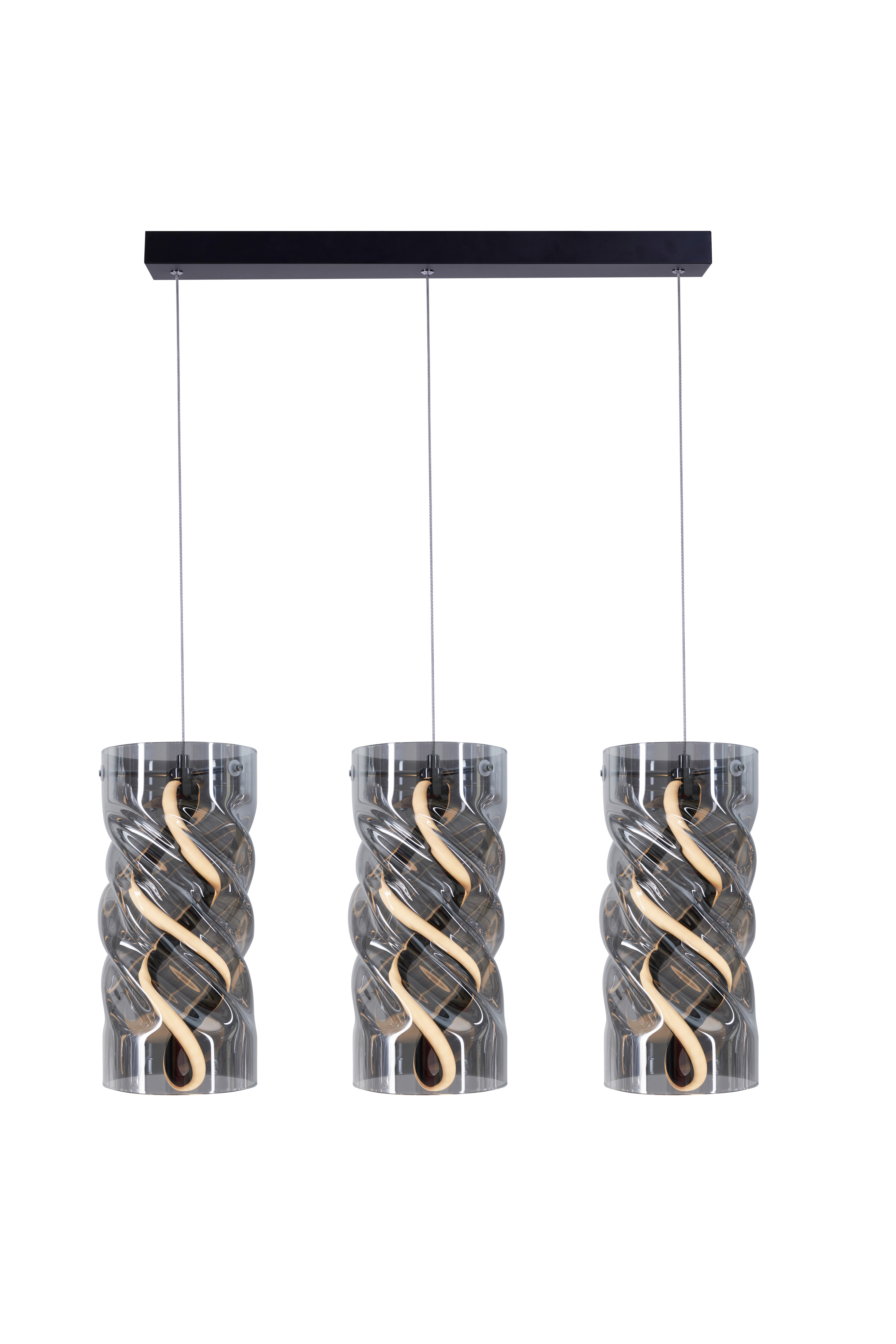 Pendelleuchte schwarz Metall Glas PVC B/H/L: ca. 14x120x68 cm LED-Pendelleuchte_Isabella - schwarz (68,00/14,00/120,00cm)