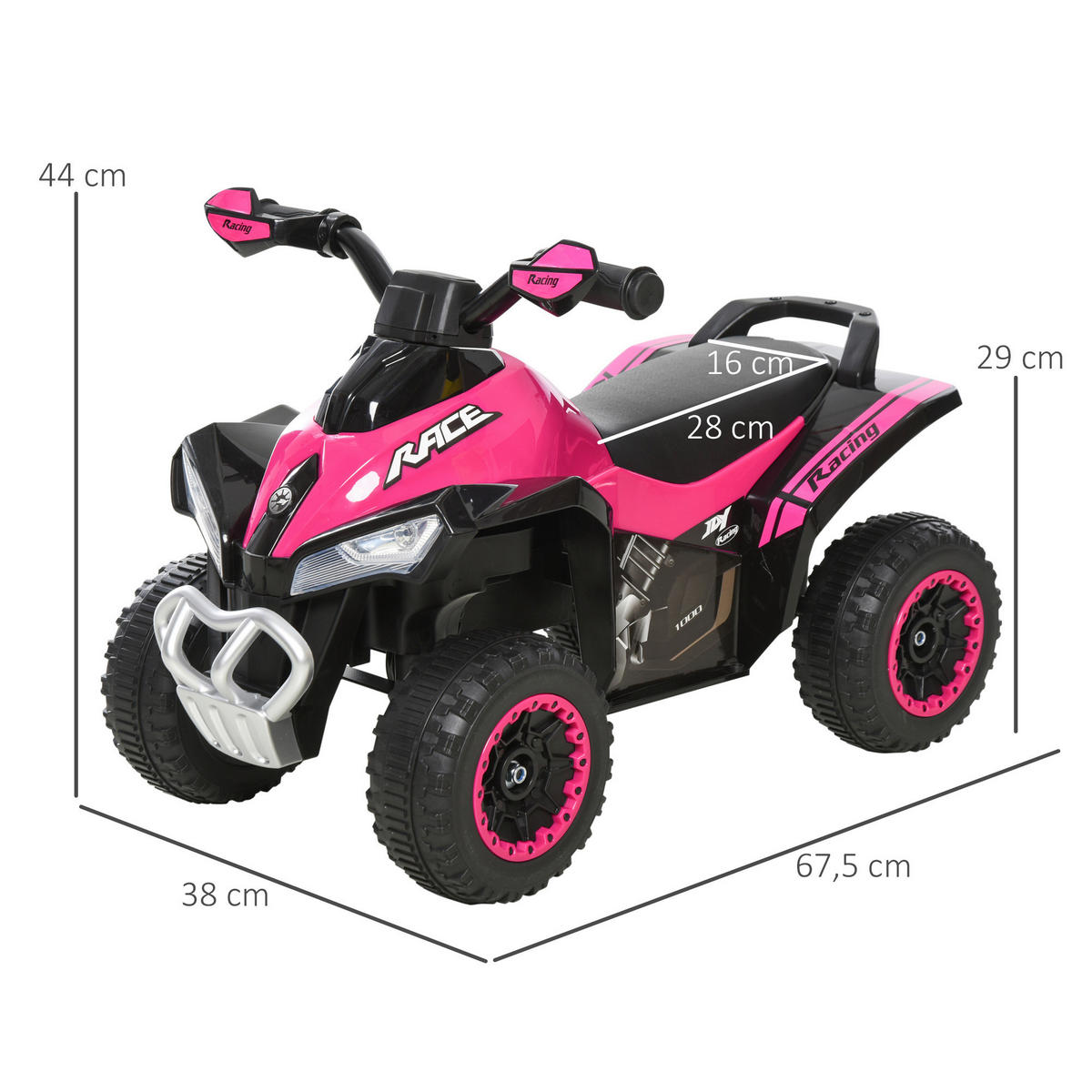 HOMCOM Kinder-Rutschfahrzeug B/H/L: ca. 38x44x67,5 cm Rutschfahrzeug - rosa (67,50/38,00/44,00cm) - HOMCOM