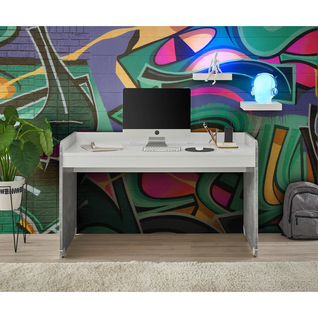 Thumbnail - Schreibtisch Matino Beton weiß B/H/T: ca. 143x84x67 cm