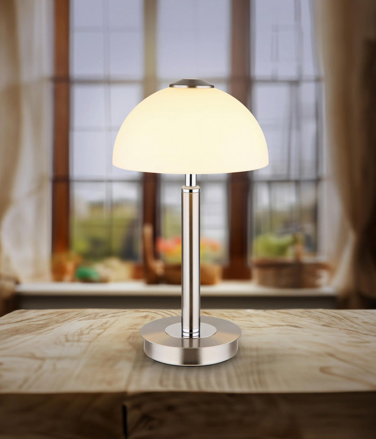 GLOBO LED-Tischleuchte ULDIN - nickel/Opal (18,00/31,50cm) - GLOBO