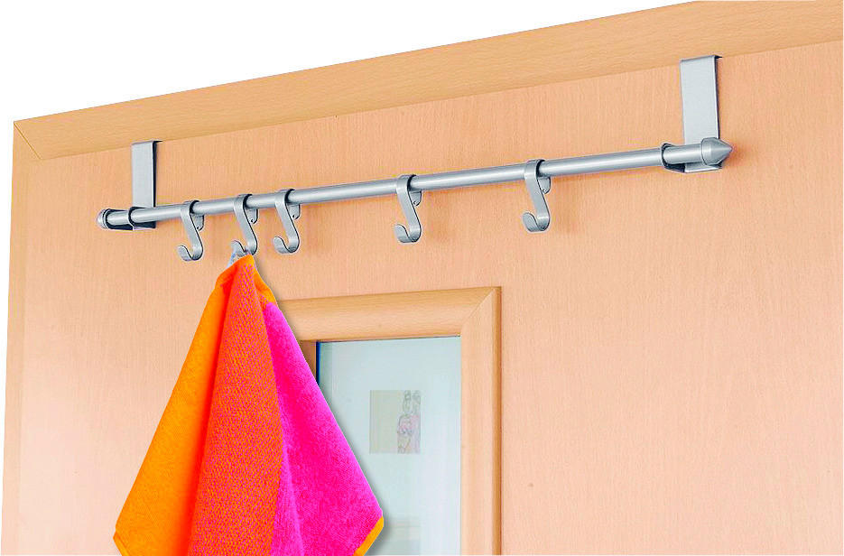 Axentia Türgarderobe silber Metall B/H/L: ca. 62,5x4x10 cm Türgarderobe_5_Haken - silber (10,00/62,50/4,00cm) - Axentia