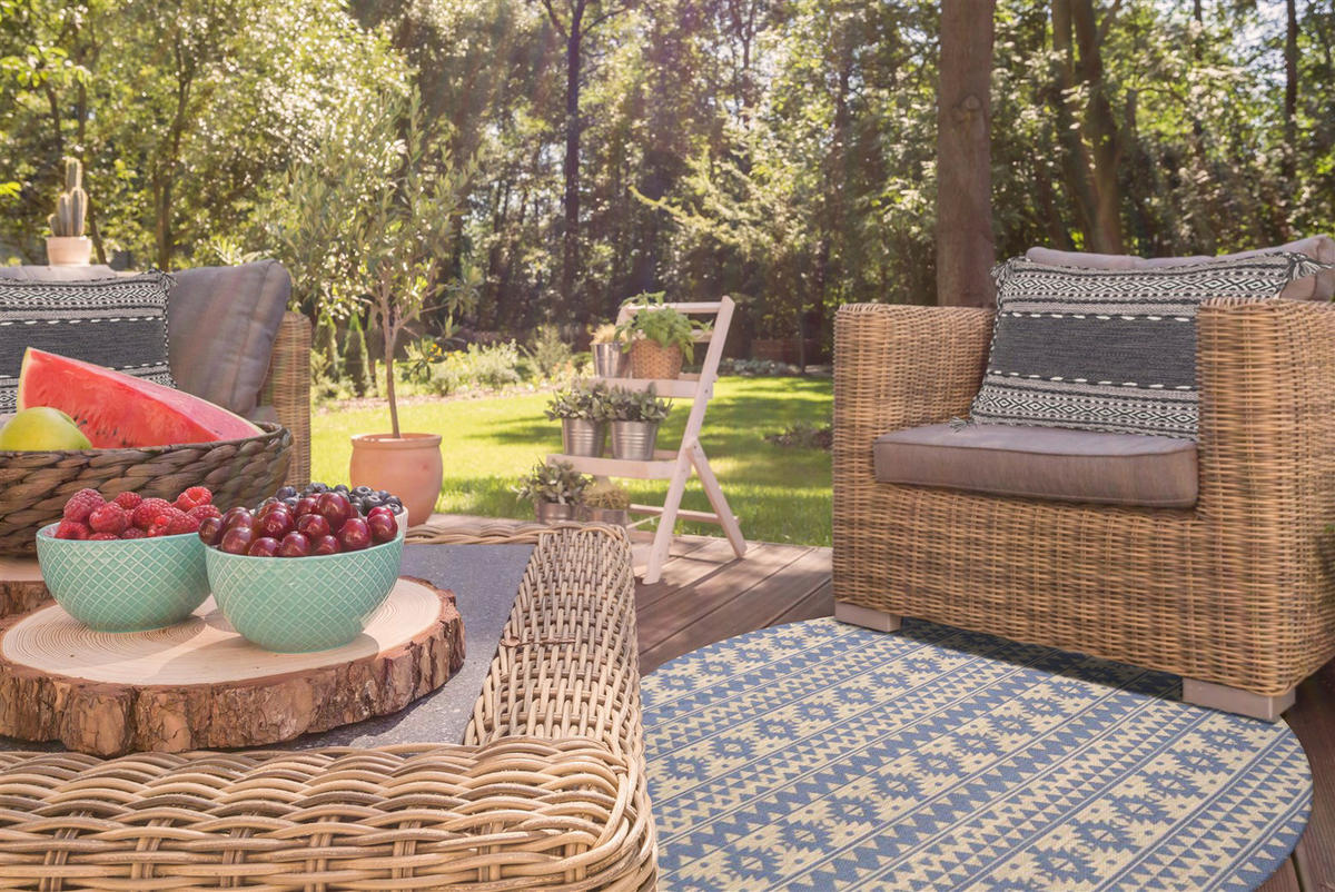 Kayoom Flachgewebeteppich Sunny 210 hellblau B/L: ca. 120x170 cm Sunny 210 - hellblau (120,00/170,00cm) - Kayoom