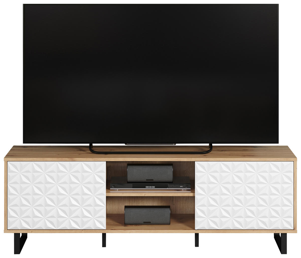 TV-Lowboard Aventura weiß matt Eiche Artisan Nachbildung B/H/T: ca. 154x52x40 cm Aventura - Eiche/weiß (154,00/52,00/40,00cm) - Trendteam