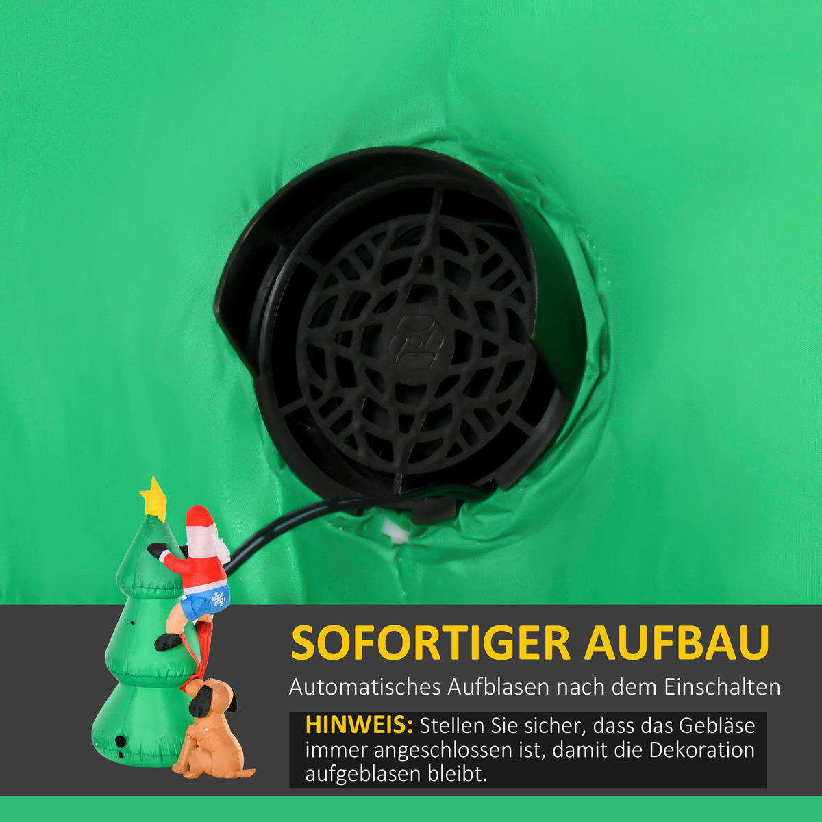 HOMCOM Aufblasartikel Aufblasbare_Weihnachtsdekoration - grün (180,00/85,00/123,00cm) - HOMCOM