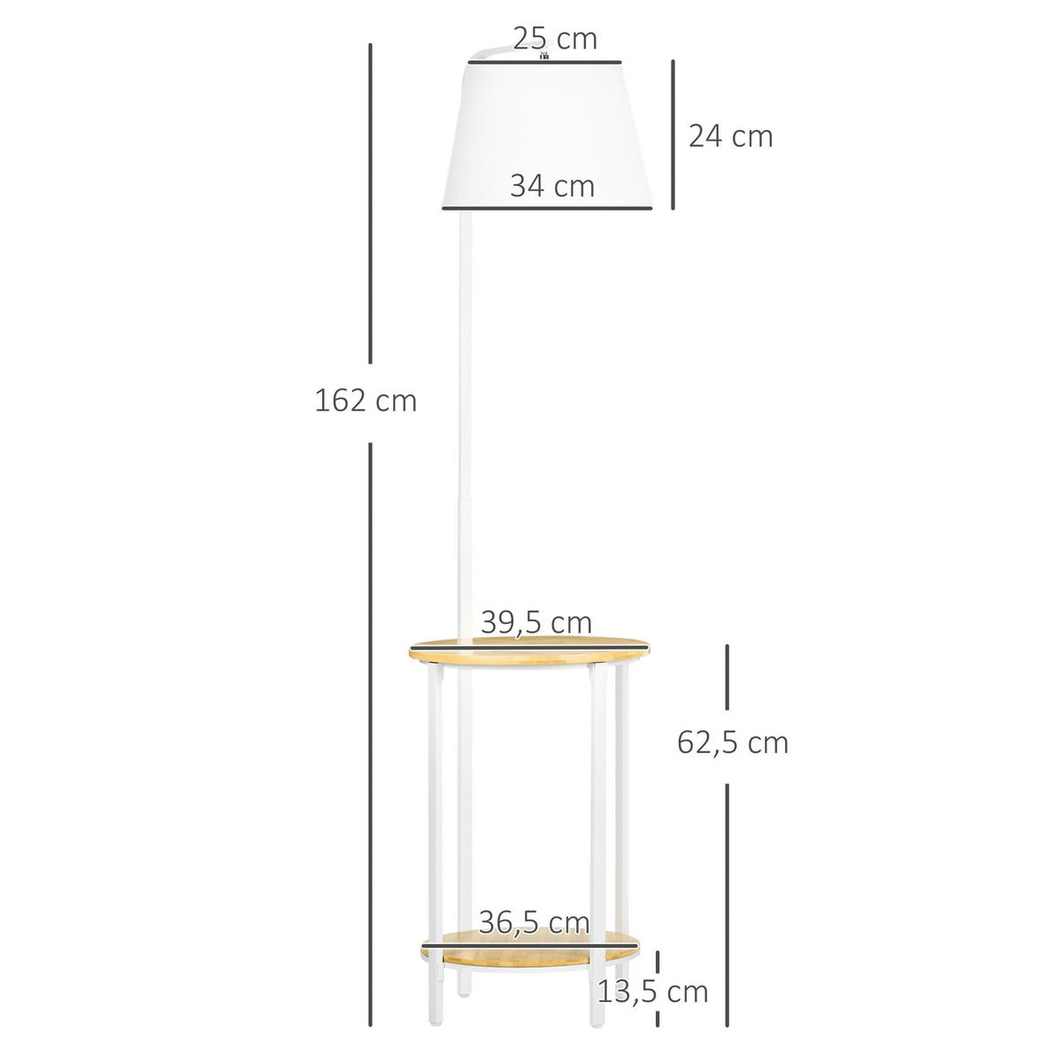 HOMCOM Stehleuchte cremeweiß Stahl Polyester Bambus B/H/T: ca. 39,5x162x43 cm Stehleuchte B31-320 - cremeweiß (39,50/162,00/43,00cm) - HOMCOM