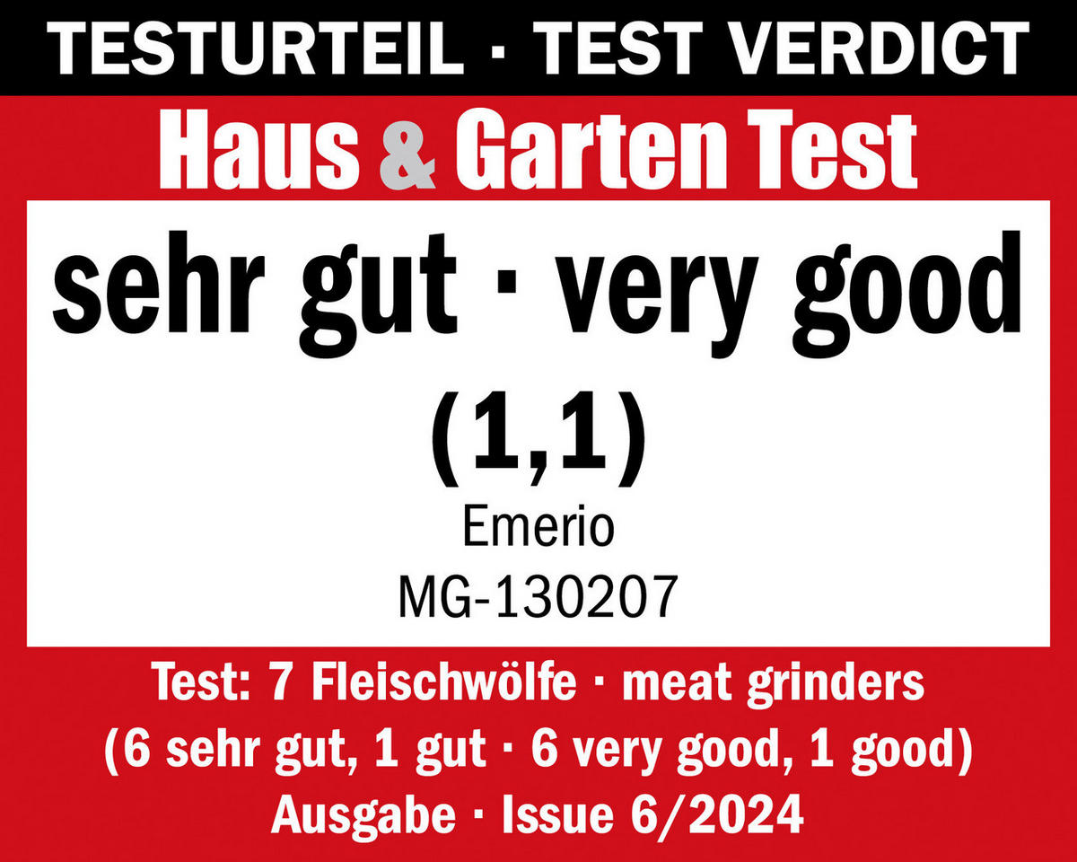 Emerio Fleischwolf MG-130207 schwarz silber Kunststoff Edelstahl B/H/T: ca. 13x21x24 cm Fleischwolf MG-130207 - schwarz/silber (13,00/21,00/24,00cm) - Emerio