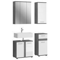 Badezimmer-Set BLAKE Rauchsilber Nachbildung weiß Hochglanz B/H/T: ca. 114x191x34 cm BLAKE - weiß (114,00/191,00/34,00cm) - xonox.home