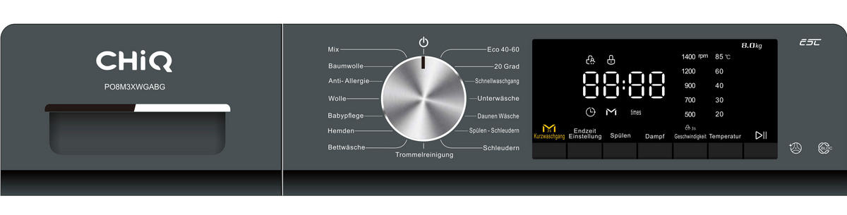 CHiQ Waschmaschine PO8M3XWGABG Waschmaschine PO8M3XWGABG - blau/grau (53,00/60,00/85,00cm) - Chiq