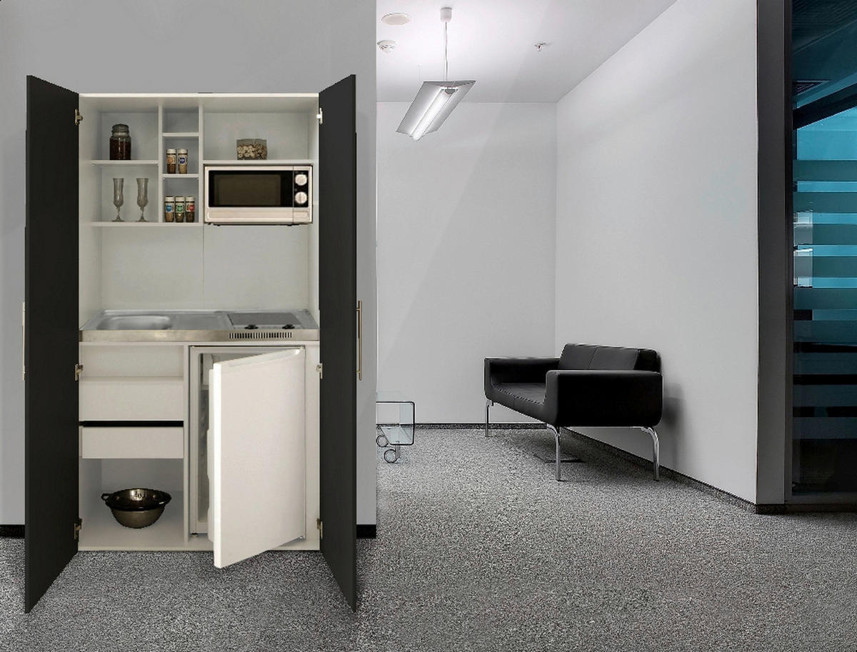 Respekta Schrankküche Economy schwarz matt B/H/T: ca. 104x193x67 cm Economy - weiß/schwarz (104,00/193,00/67,00cm) - Respekta