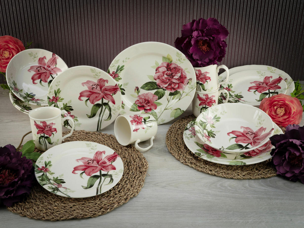 CreaTable Kombiservice ROSEMARY bunt Steingut 16 tlg. ROSEMARY - bunt - CreaTable