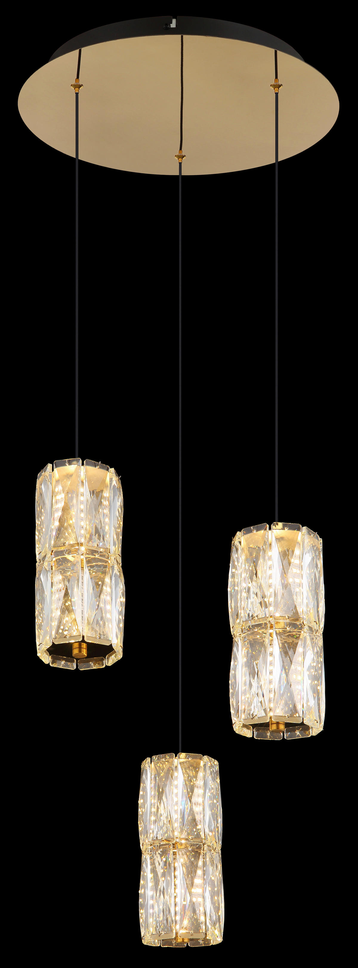 GLOBO Pendelleuchte mattschwarz klar gold Glas Metall H/D: ca. 150x36 cm 1.0 Brennstellen Stefanie - gold/klar (36,00/150,00cm) - GLOBO