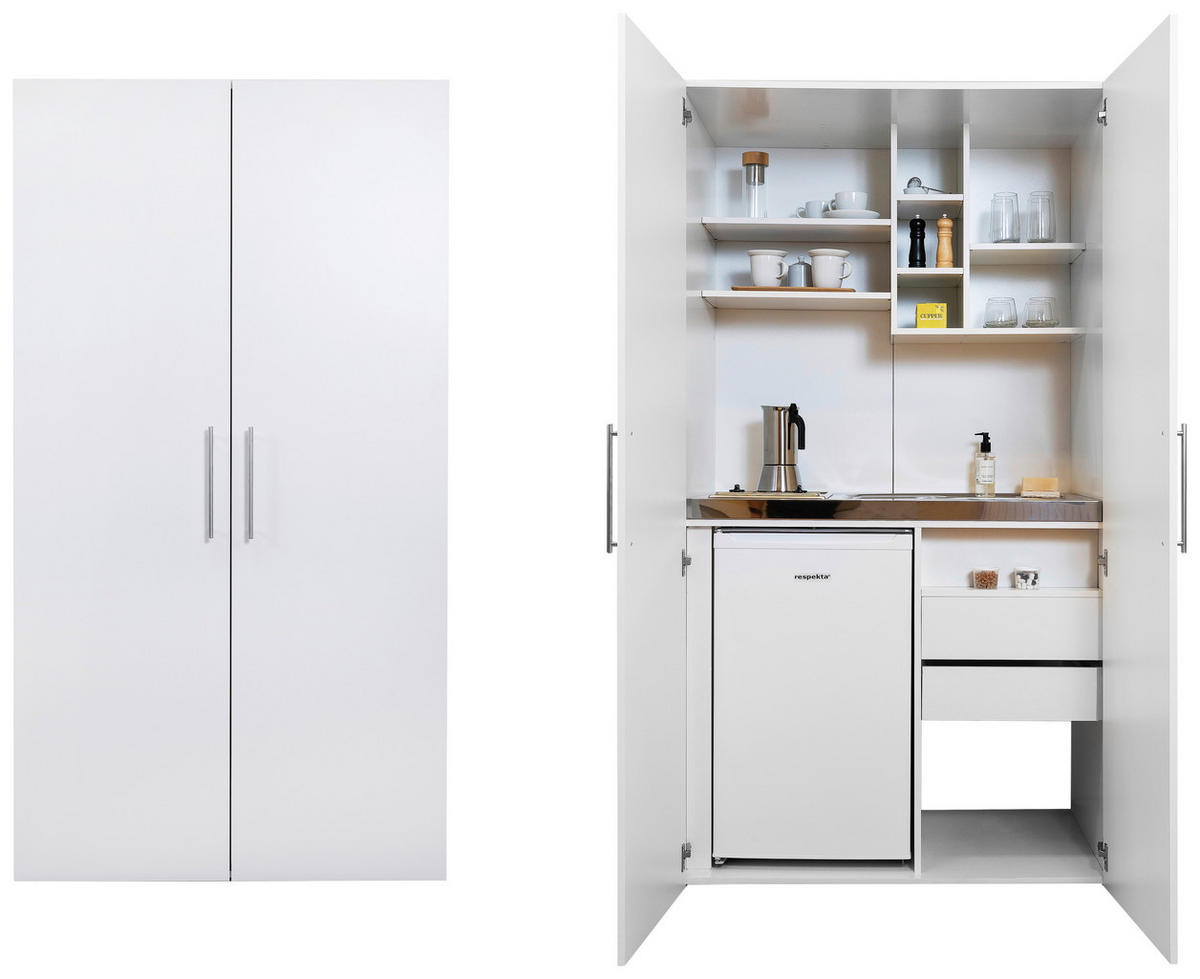 Respekta Schrankküche Economy weiß matt B/H/T: ca. 104x193x67 cm Economy - weiß (104,00/193,00/67,00cm) - Respekta