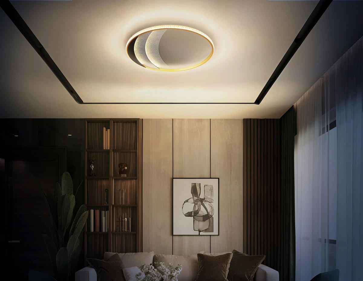 GLOBO Deckenleuchte gold klar schwarz Metall Kunststoff Aluminium H/D: ca. 6x52 cm 1 Brennstellen Constance - gold/klar (52,00/6,00cm) - GLOBO