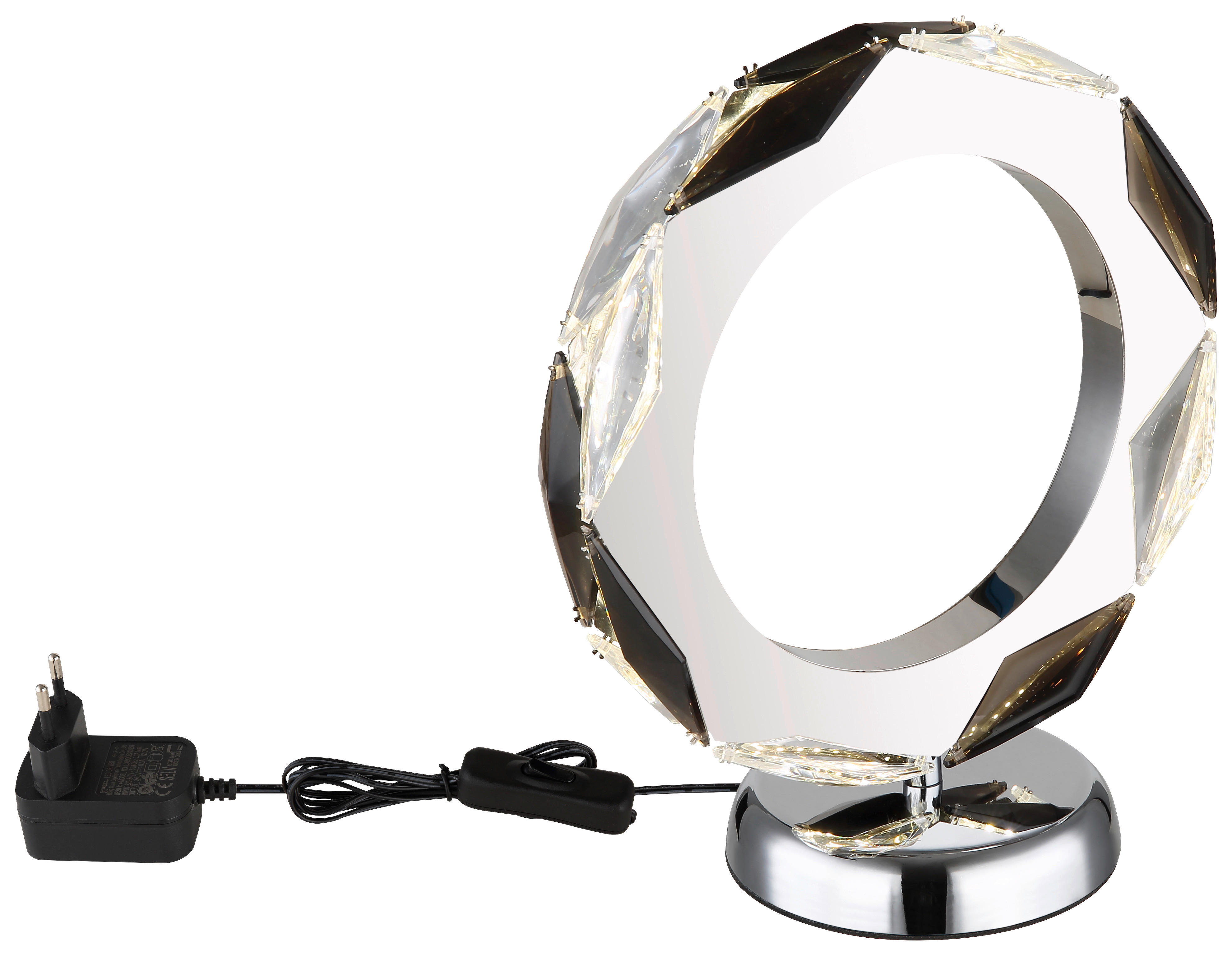 GLOBO LED-Tischleuchte Rauch Chrom transparent Metall Acryl B/H/T: ca. 13x27x24 cm KARILION - Rauch/Chrom (13,00/27,00/24,00cm) - GLOBO