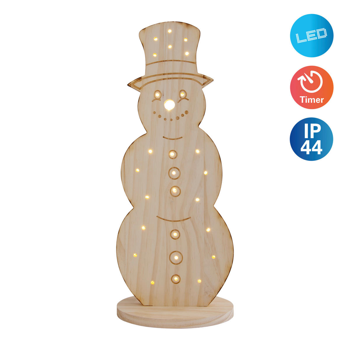 Näve Leuchten LED-Dekoleuchte Snowy natur Holz B/H/T: ca. 17x80x33 cm Snowy - natur (17,00/80,00/33,00cm) - Näve Leuchten