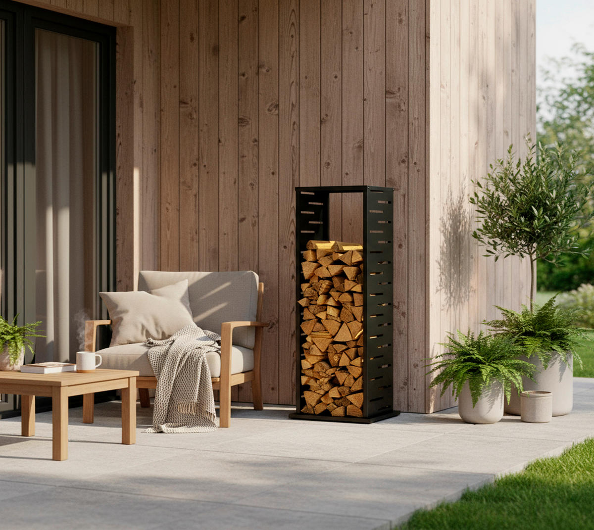 Westmann Kaminholzregal Luma anthrazit B/H/L: ca. 38x112x38 cm Luma - anthrazit (38,00/38,00/112,00cm) - Westmann