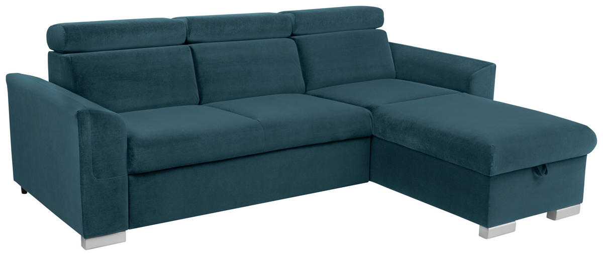 Funktionsecke Evia petrol Microfaser B/H/T: ca. 243x85x186 cm Evia - petrol/silber (243,00/85,00/186,00cm)