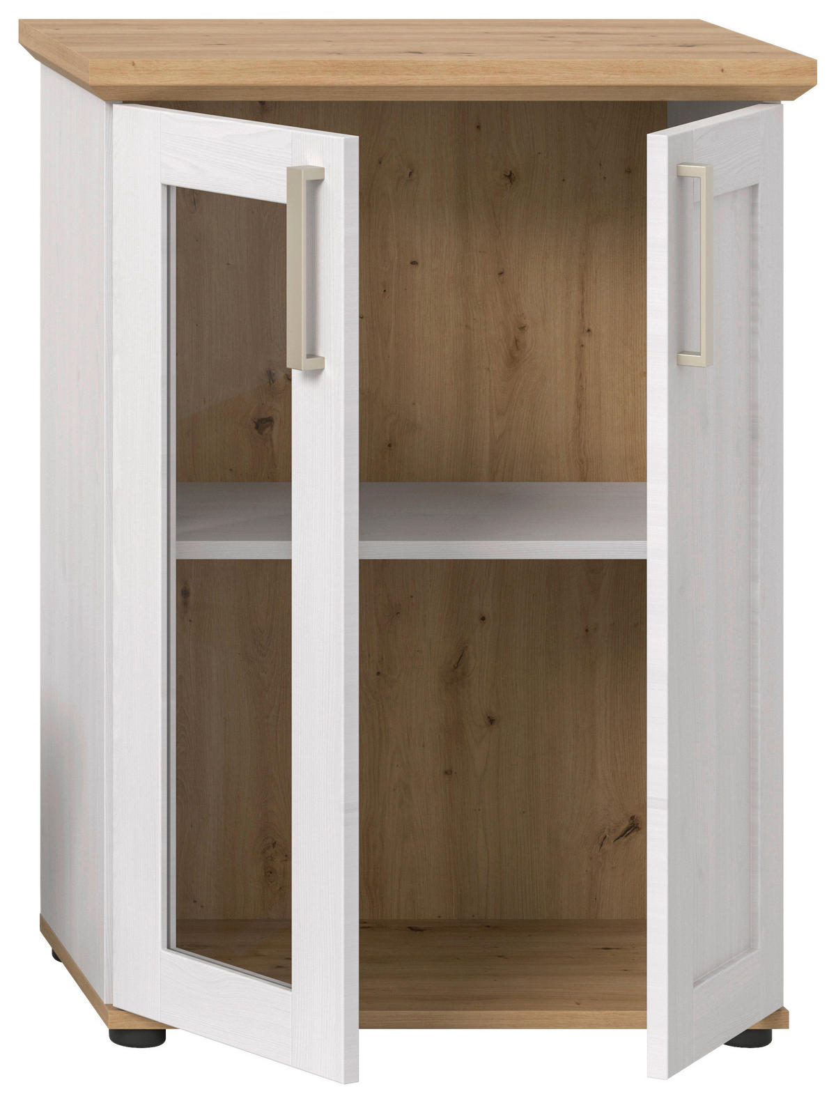 Vitrinenschrank VERONA Lärche Nachbildung Eiche Nachbildung B/H/T: ca. 64x88x37 cm VERONA - Eiche/Lärche (64,00/88,00/37,00cm) - xonox.home