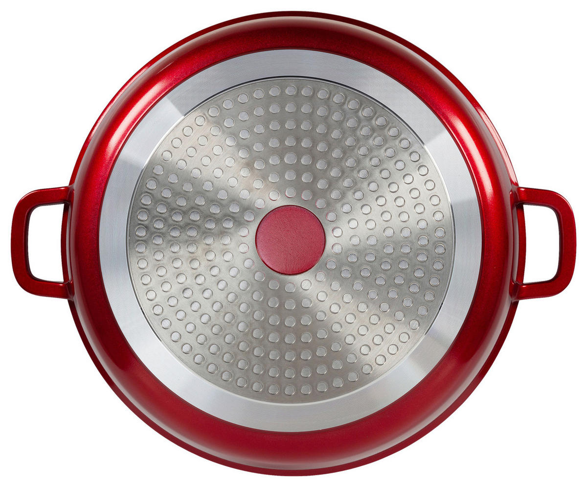 Pfanne rot Edelstahl D: ca. 28 cm Servierpfanne - rot (28,00cm)