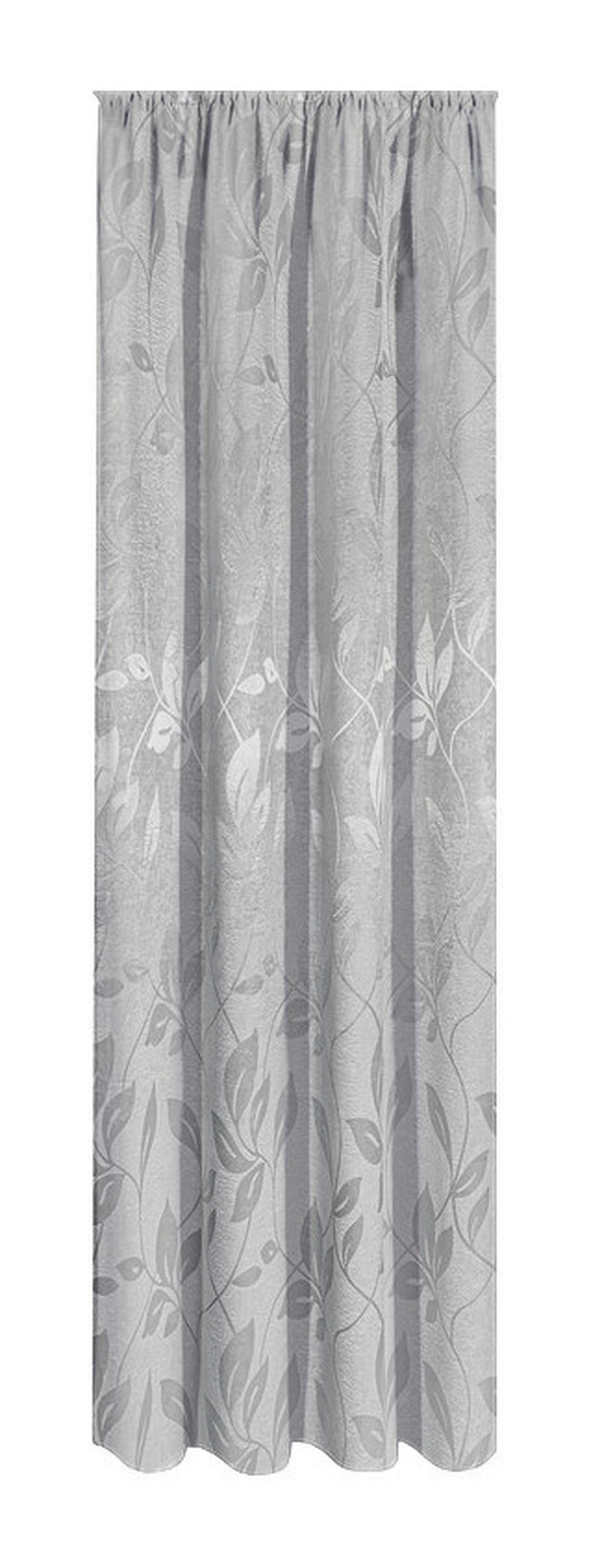 Dekovorhang Blätter silber B/L: ca. 140x245 cm Blätter - silber (140,00/245,00cm) - Happy Home
