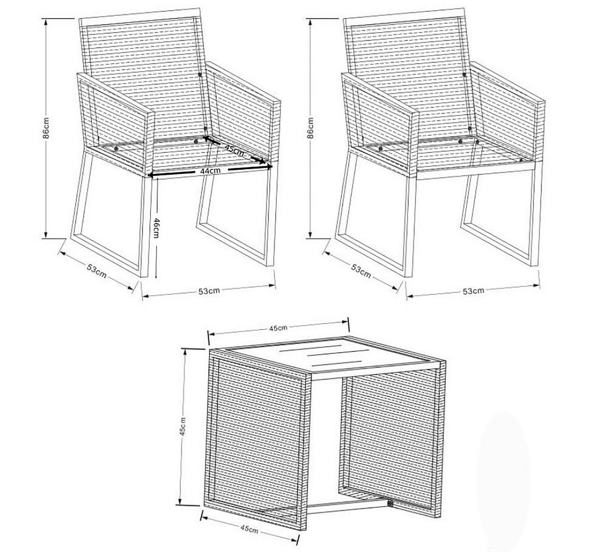 VCM Gartensitzgruppe Fidola schwarz Polyrattangeflecht B/H/L: ca. 53x86x53 cm Fidola - schwarz (53,00/53,00/86,00cm) - VCM