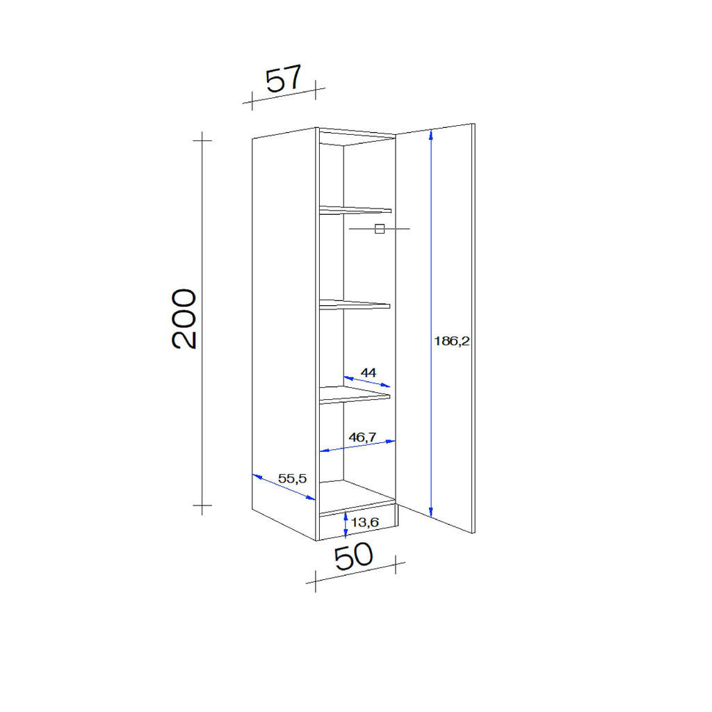 Thumbnail - Unterschrank Elva anthrazit strukturiert B/H/T: ca. 50x200x57 cm