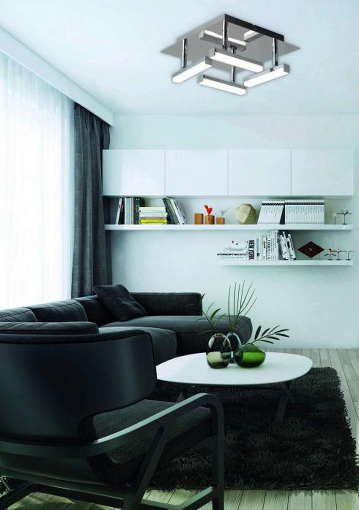 Näve Leuchten LED Deckenleuchte NV1228542 Chrom Metall Acryl B/H/T: ca. 25x11x25 cm null 4 Brennstellen Turin - Chrom (25,00/11,00/25,00cm) - Näve Leuchten