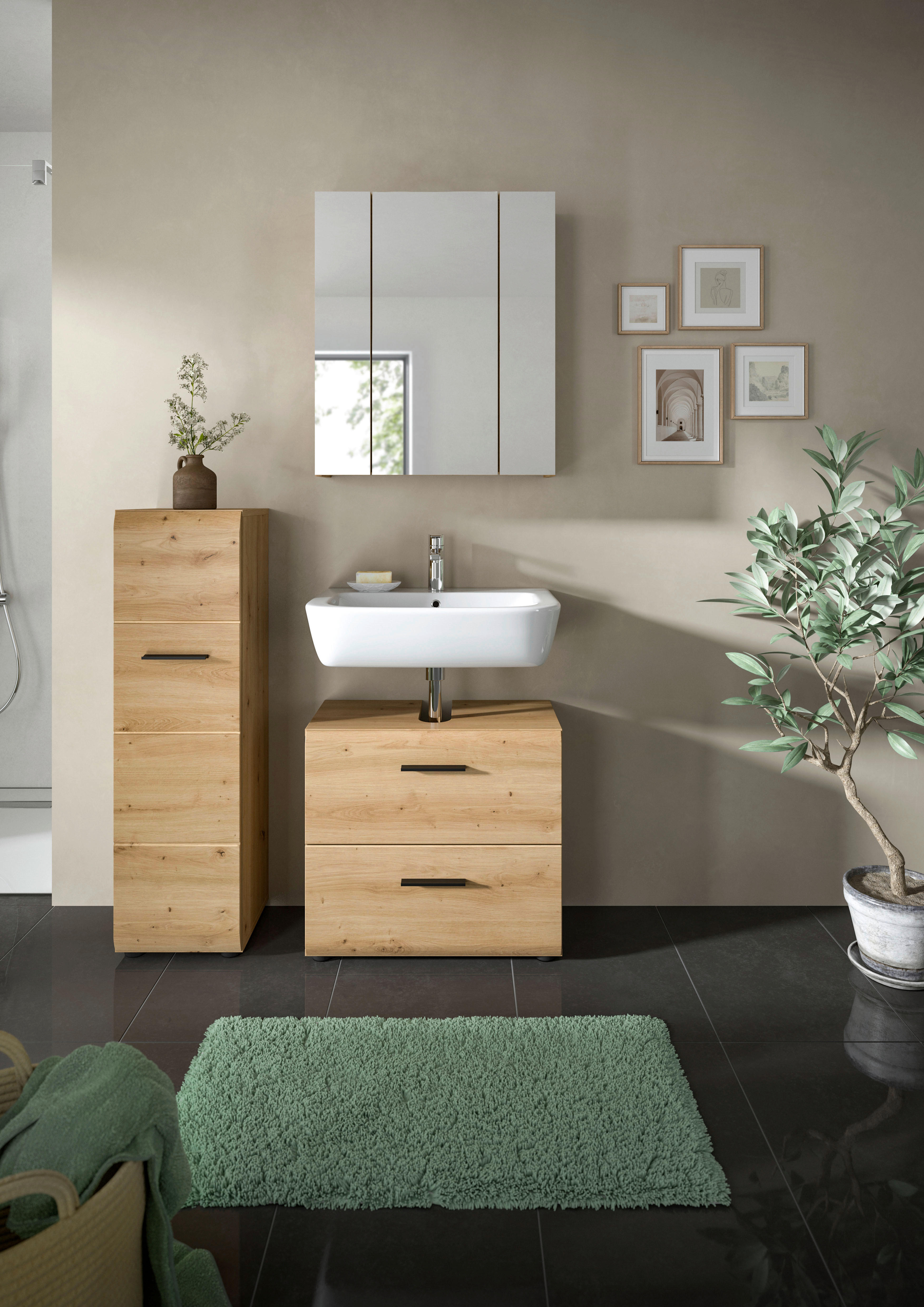 Badezimmer-Set Ice Artisan Oak Nachbildung B/H/T: ca. 105x185x30 cm Ice - (105,00/185,00/30,00cm) - xonox.home