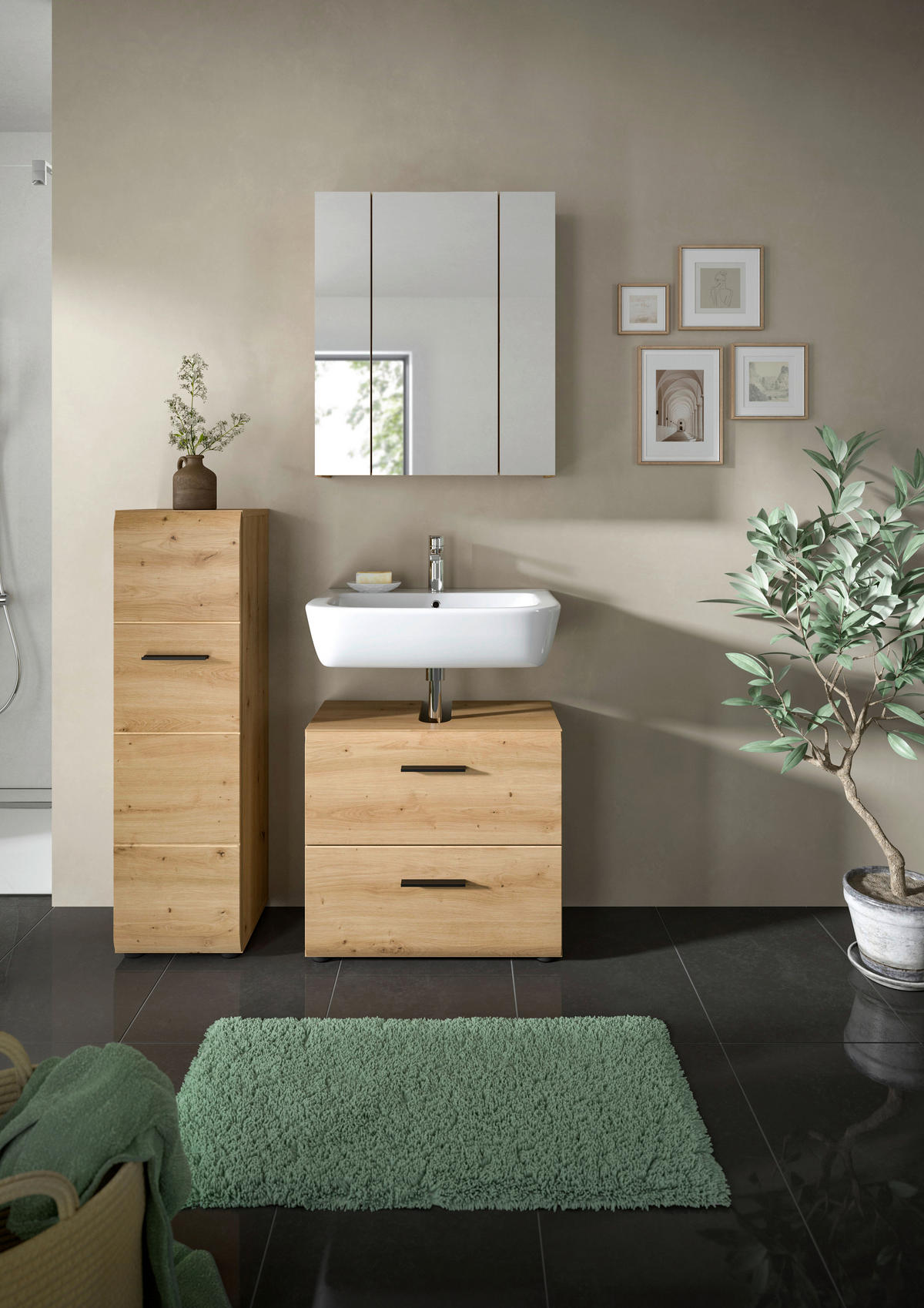 Badezimmer-Set Ice Artisan Oak Nachbildung B/H/T: ca. 105x185x30 cm Ice - (105,00/185,00/30,00cm) - xonox.home