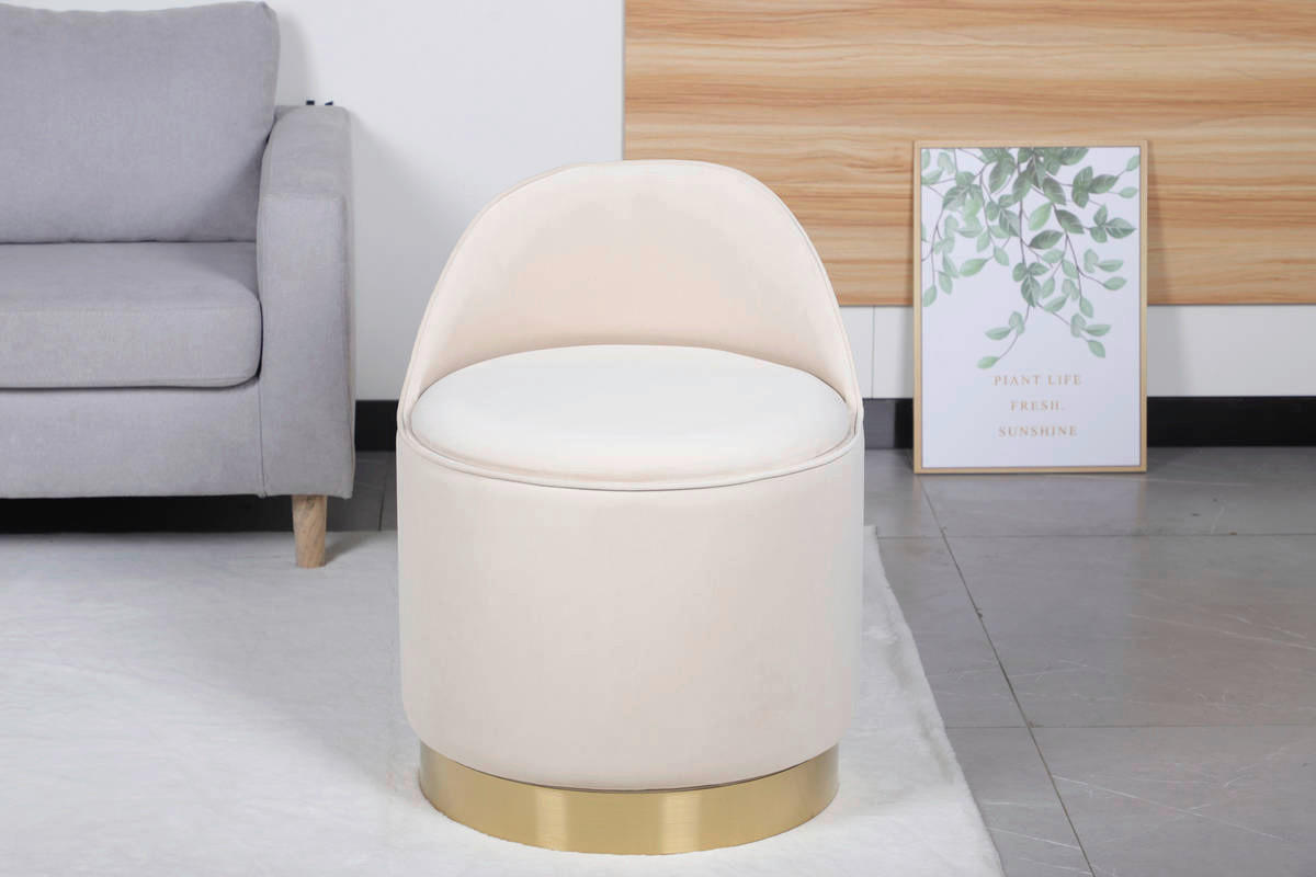 Hocker Viktor 100 elfenbein Samt H/D: ca. 68x52 cm Viktor 100 - gold/elfenbein (52,00/68,00cm) - 360 Living