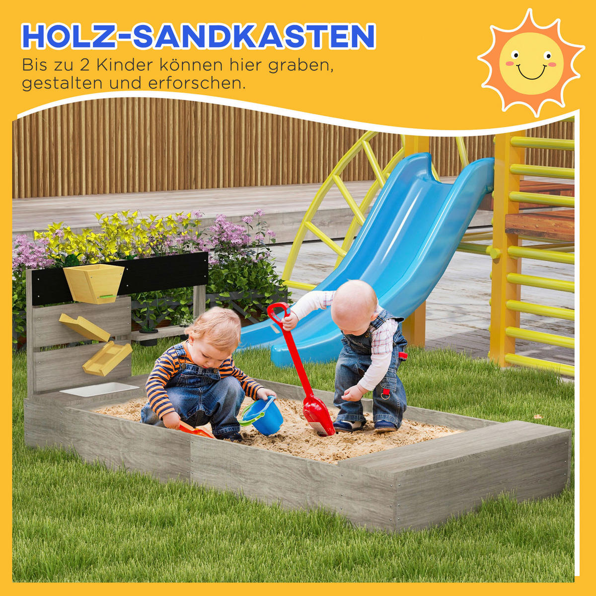 Outsunny Sandkasten grau Sandkasten - grau - Outsunny