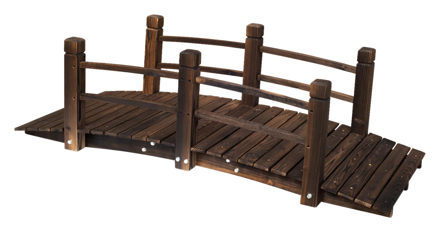 Outsunny Holzbrücke mit Geländer dunkelbraun B/H/L: ca. 67x48x153 cm ca. 181 kg Holzbrücke 844-132 - dunkelbraun (153,00/67,00/48,00cm) - Outsunny