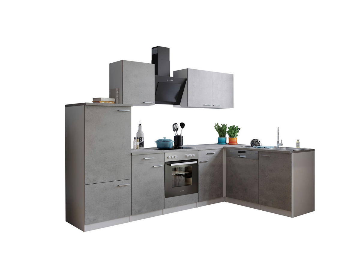 Respekta Winkelküche Malia Beton Optik B/H/T: ca. 280x200x172 cm Malia - Beton/weiß (280,00/200,00/172,00cm) - Respekta
