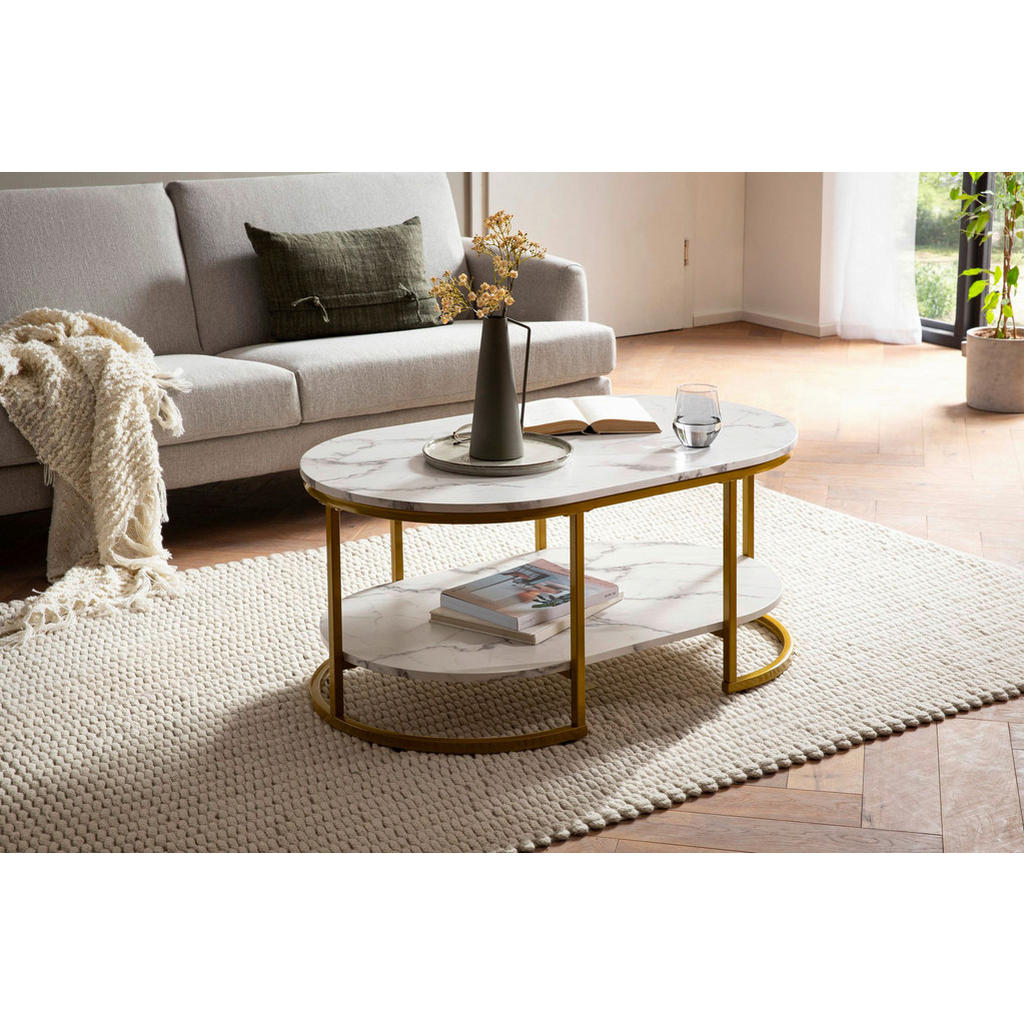 Thumbnail - Couchtisch weiß Marmor Optik B/H/T: ca. 100x45x60 cm