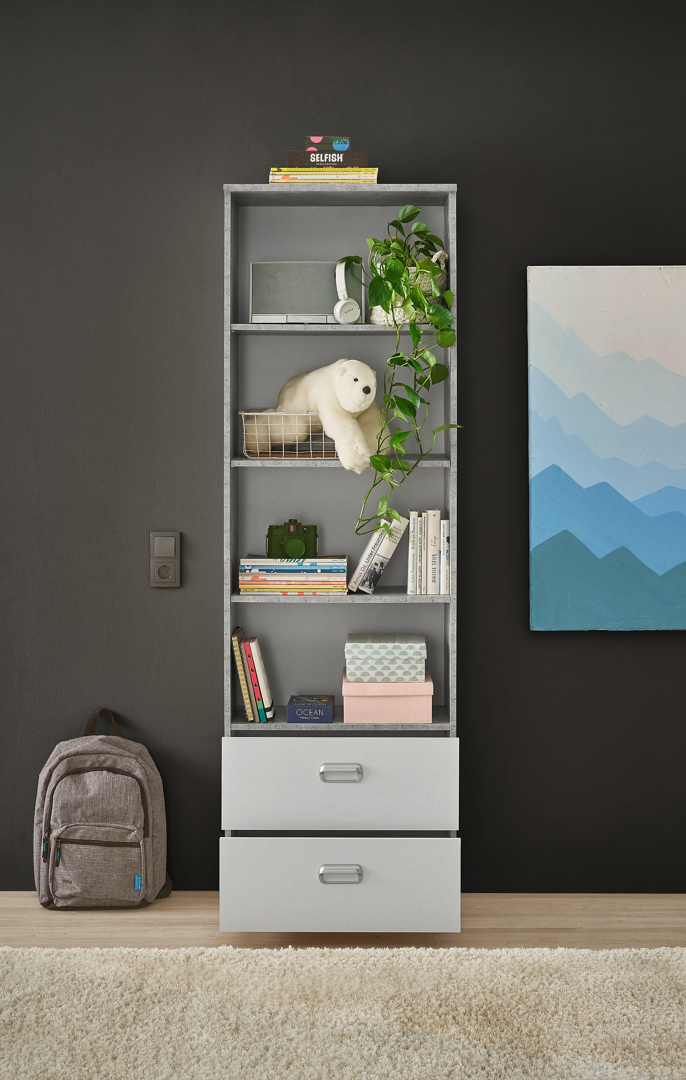 Thumbnail - Standregal Matino Beton B/H/T: ca. 60x191x33 cm