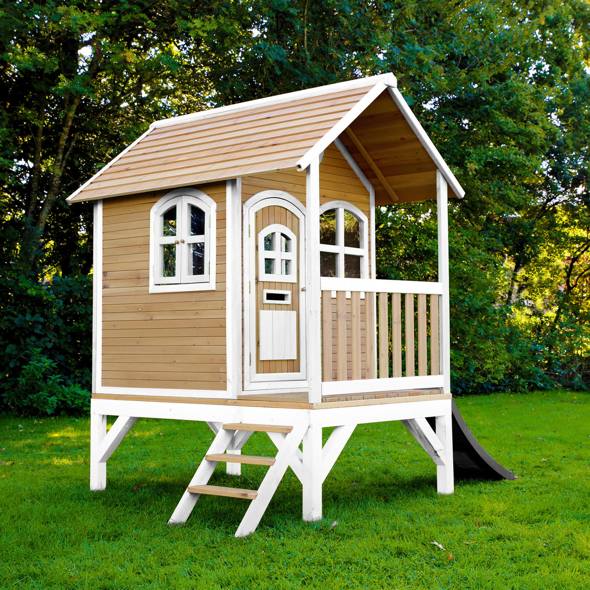 AXI Spielhaus Tom braun B/H/L: ca. 287x231x191 cm Tom - braun/weiß (191,00/287,00/231,00cm) - AXI