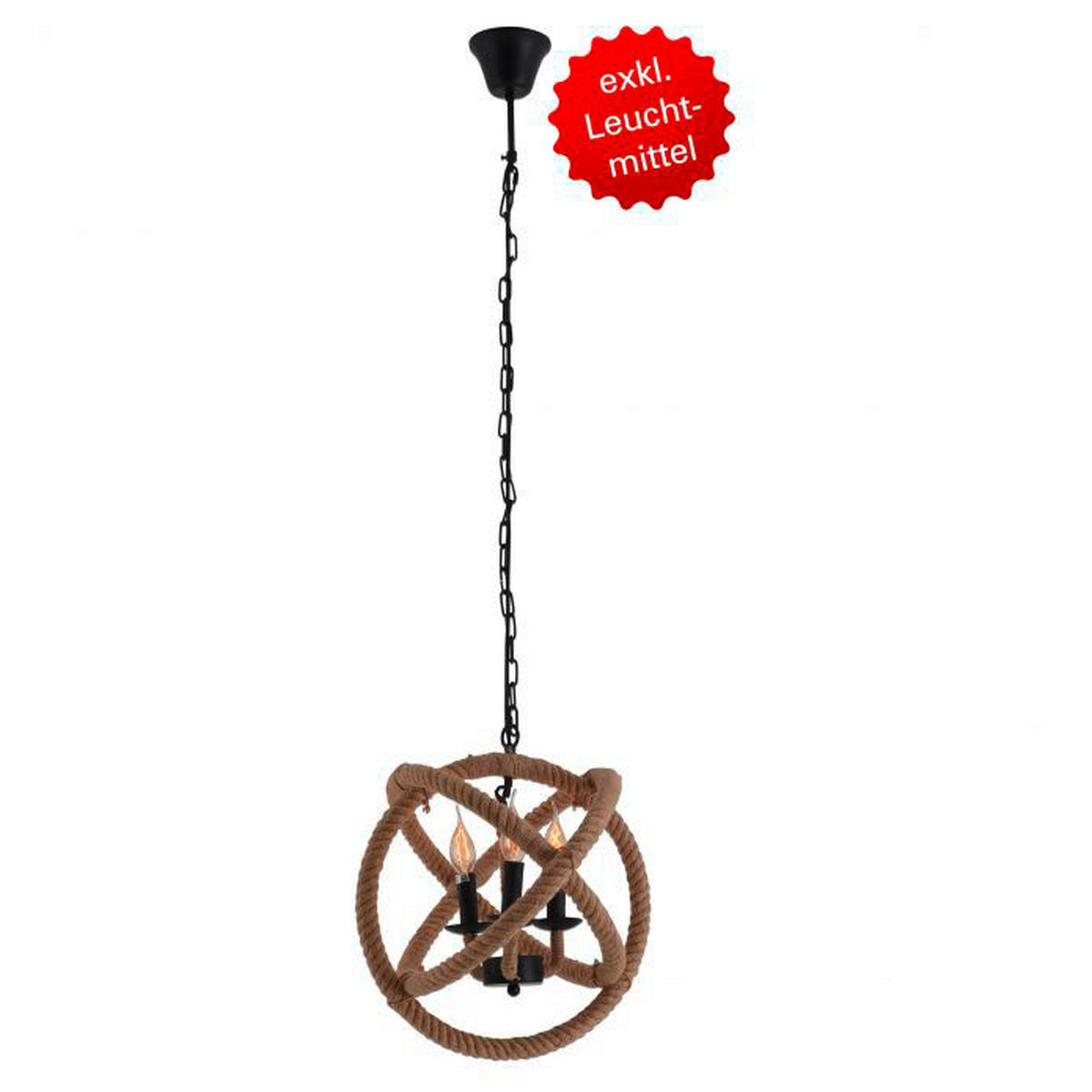 Näve Leuchten Pendelleuchte braun natur Holz Metall H/D: ca. 150x43 cm E14 3 Brennstellen Regia - braun/natur (43,00/150,00cm) - Näve Leuchten